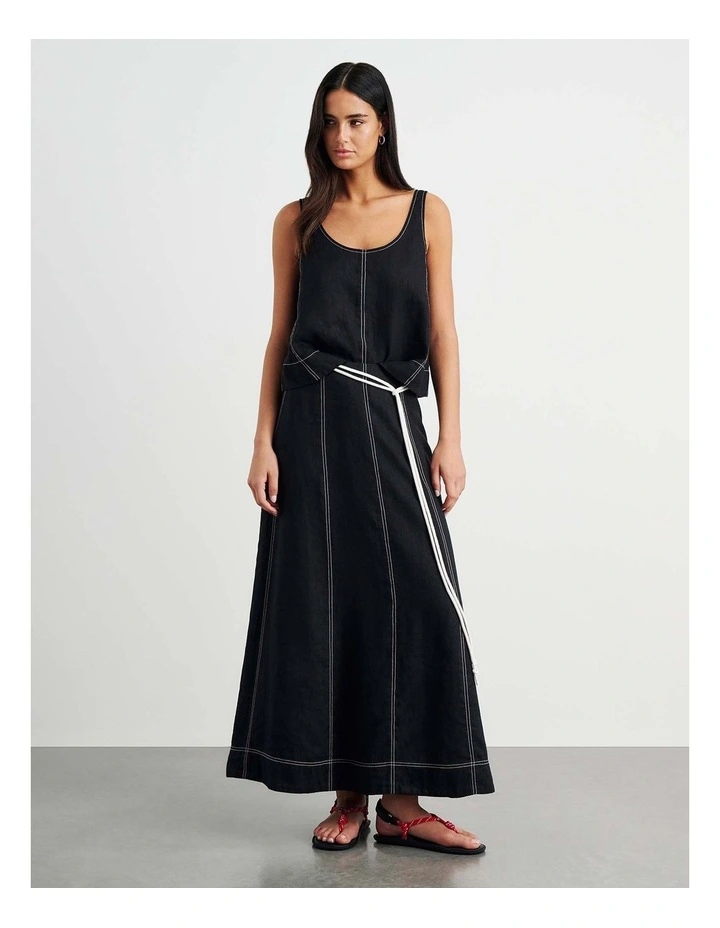 Sabine Linen Maxi Skirt in Black image 2