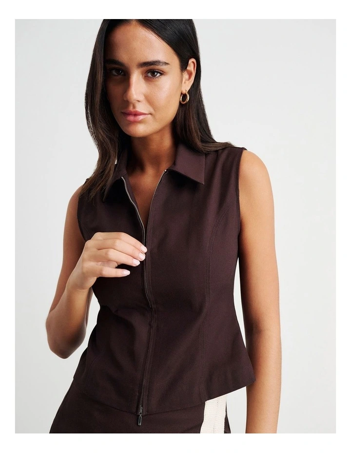 Canvas Sleeveless Shirt in Brown image 1