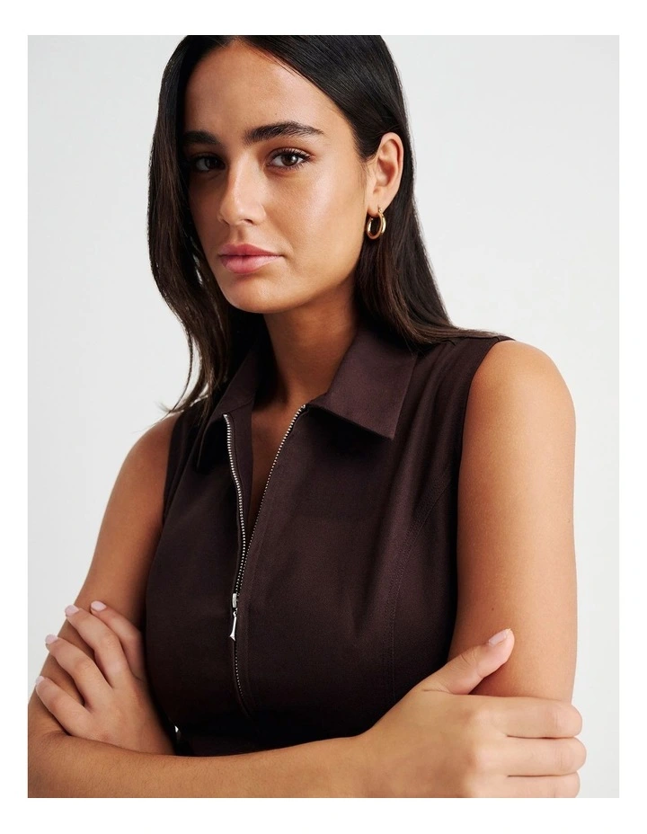 Canvas Sleeveless Shirt in Brown image 6