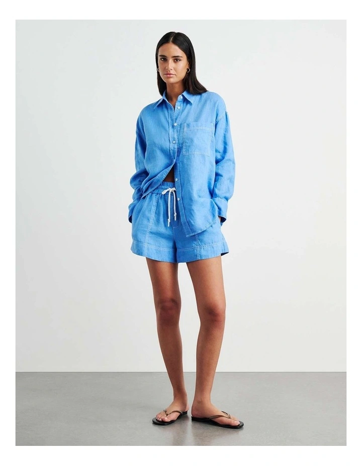 Gigi Linen Relaxed Shirt in Azure image 2