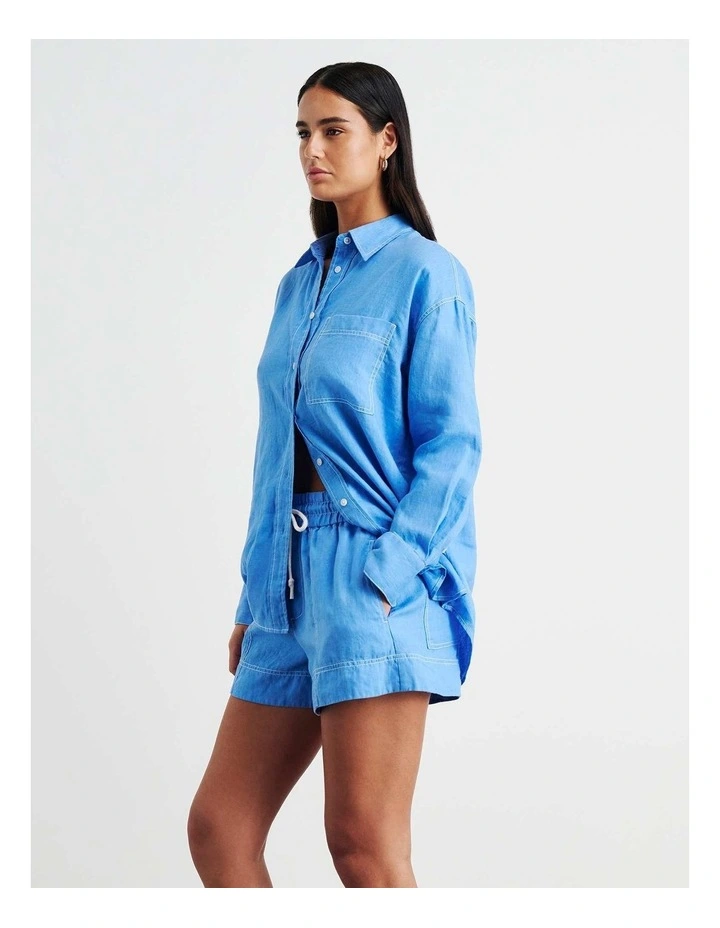 Gigi Linen Relaxed Shirt in Azure image 4