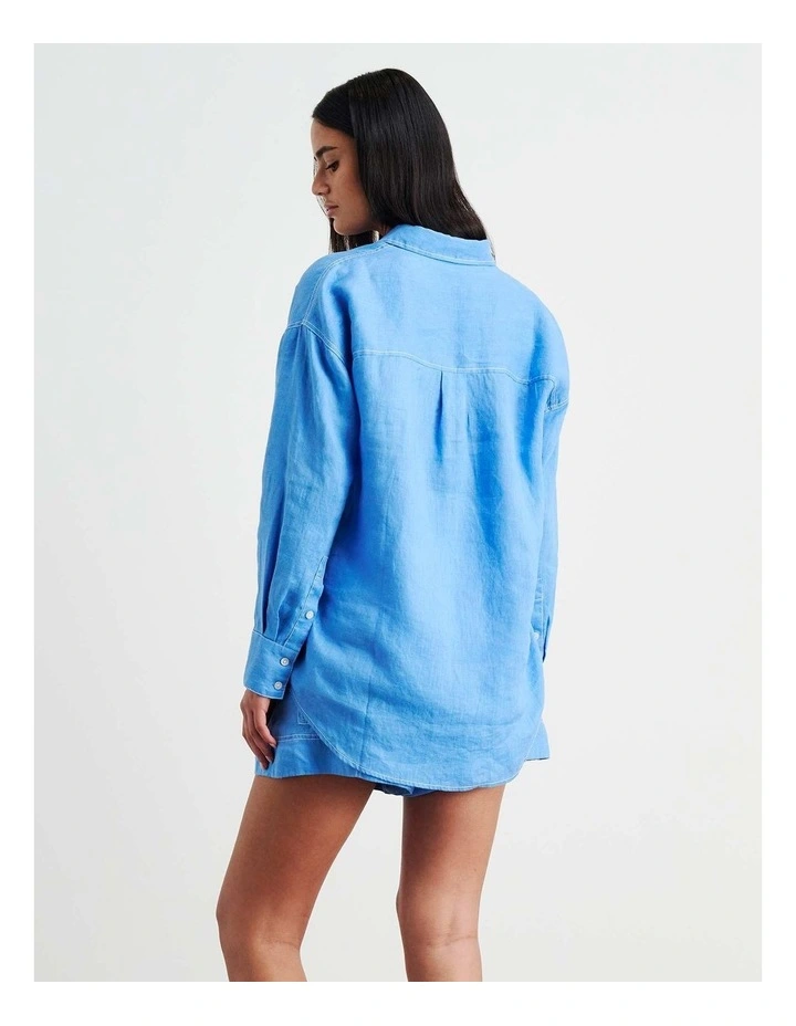 Gigi Linen Relaxed Shirt in Azure image 5