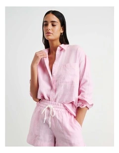 Gigi Linen Relaxed Shirt in Pink