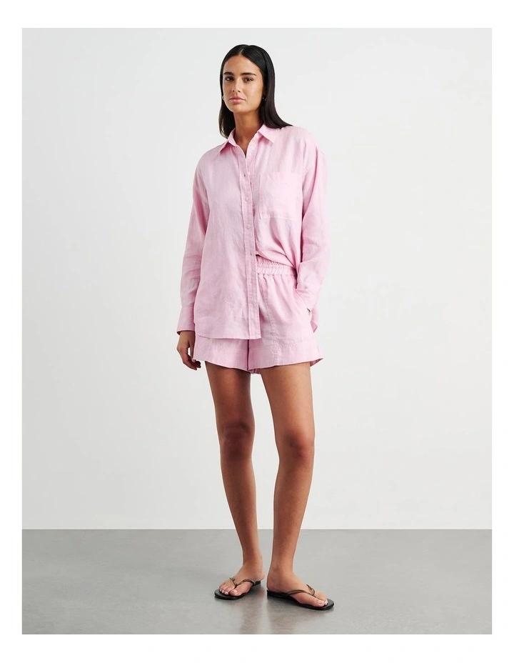 Gigi Linen Relaxed Shirt in Pink image 2