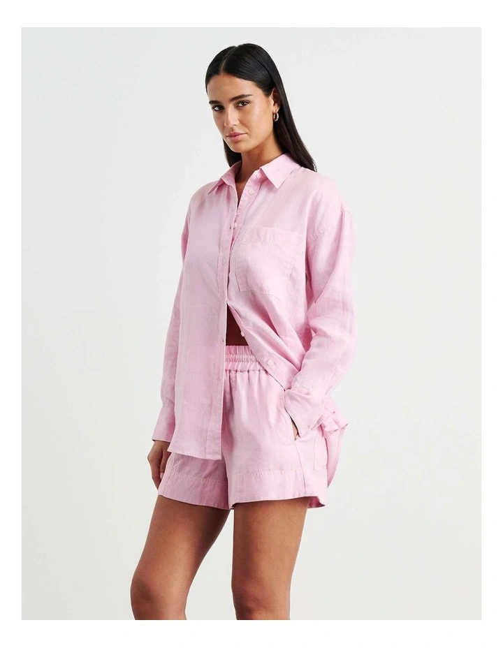 Gigi Linen Relaxed Shirt in Pink image 4