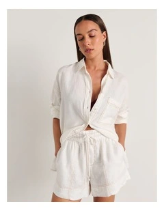 Gigi Linen Relaxed Shirt in White