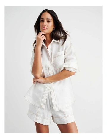 Gigi Linen Relaxed Shirt in White