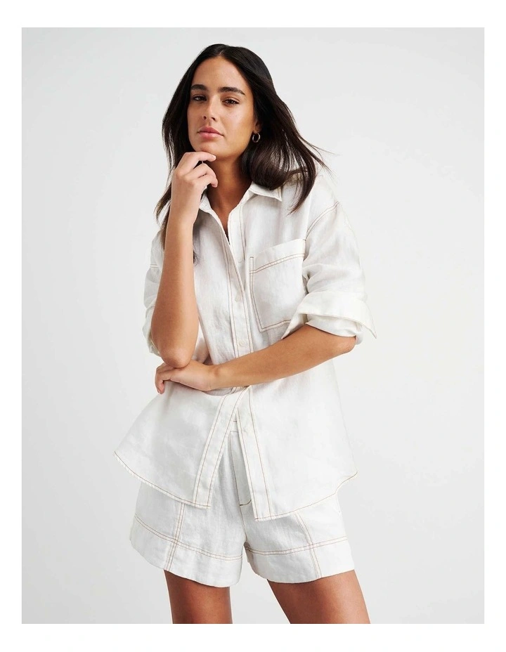 Gigi Linen Relaxed Shirt in White image 1