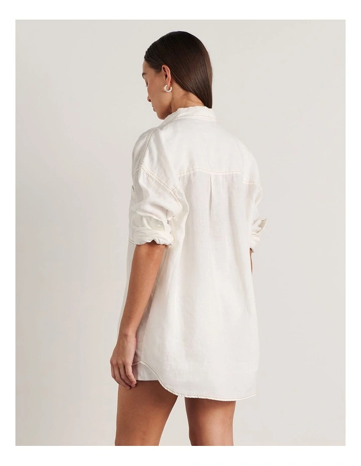 Gigi Linen Relaxed Shirt in White image 2