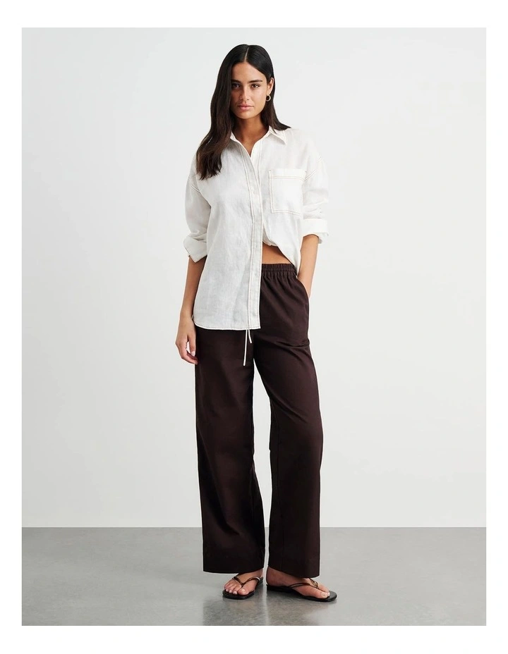 Gigi Linen Relaxed Shirt in White image 2