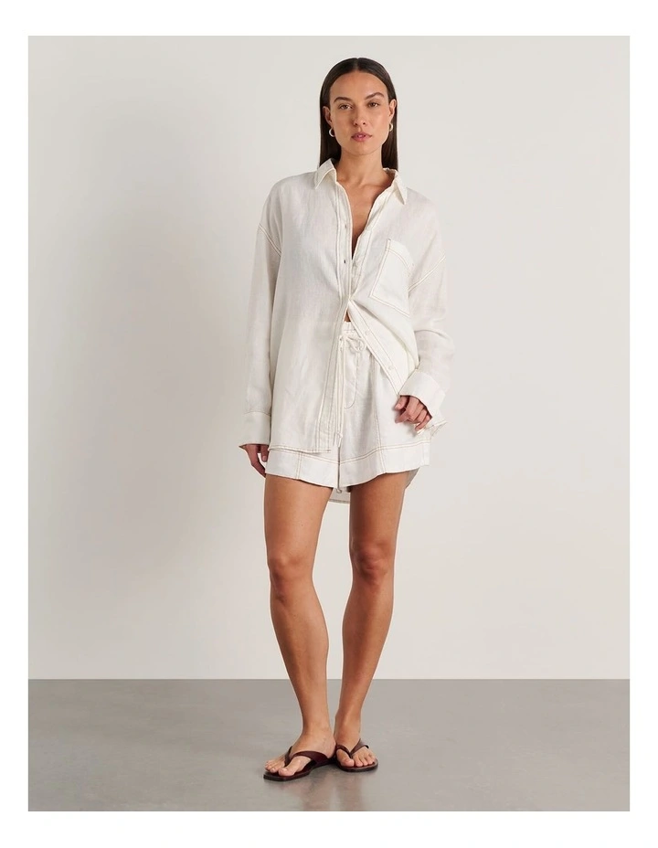 Gigi Linen Relaxed Shirt in White image 4