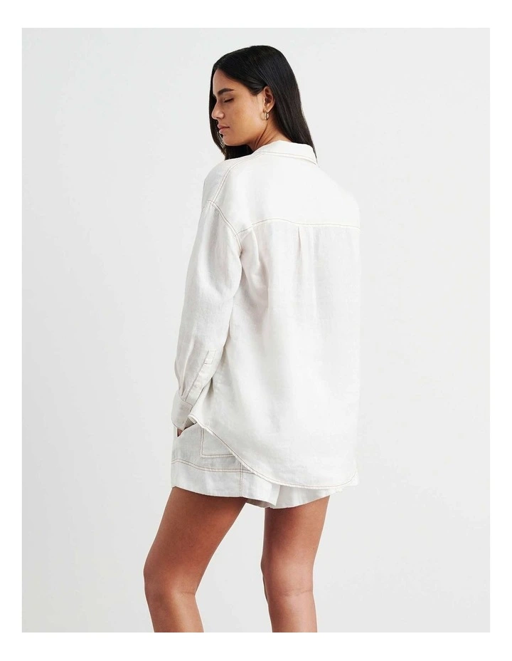 Gigi Linen Relaxed Shirt in White image 5
