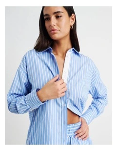 Gigi Poplin Relaxed Shirt in Blue