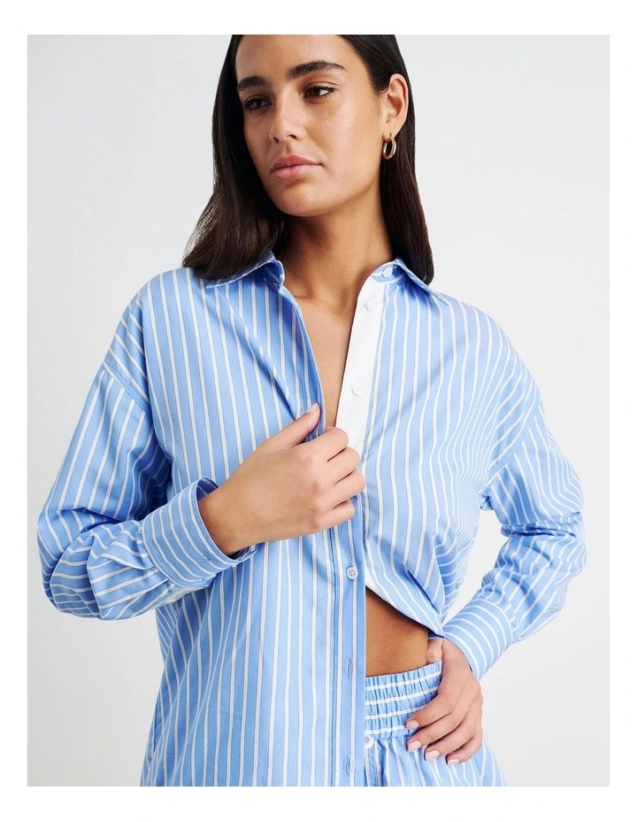 Gigi Poplin Relaxed Shirt in Blue image 1