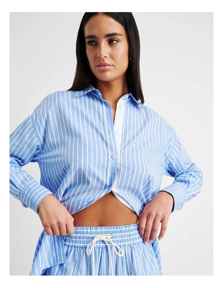Gigi Poplin Relaxed Shirt in Blue image 3