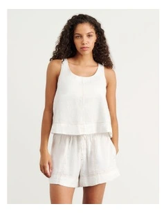 Sabine Linen Scoop Cami in White