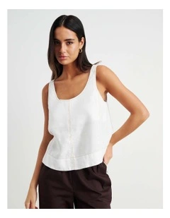 Sabine Linen Scoop Cami in White