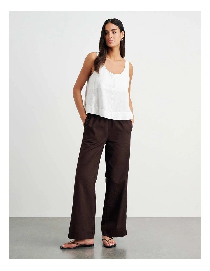 Sabine Linen Scoop Cami in White image 2