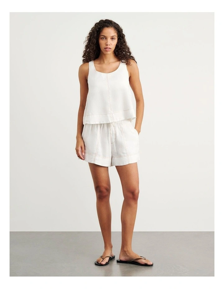 Sabine Linen Scoop Cami in White image 4