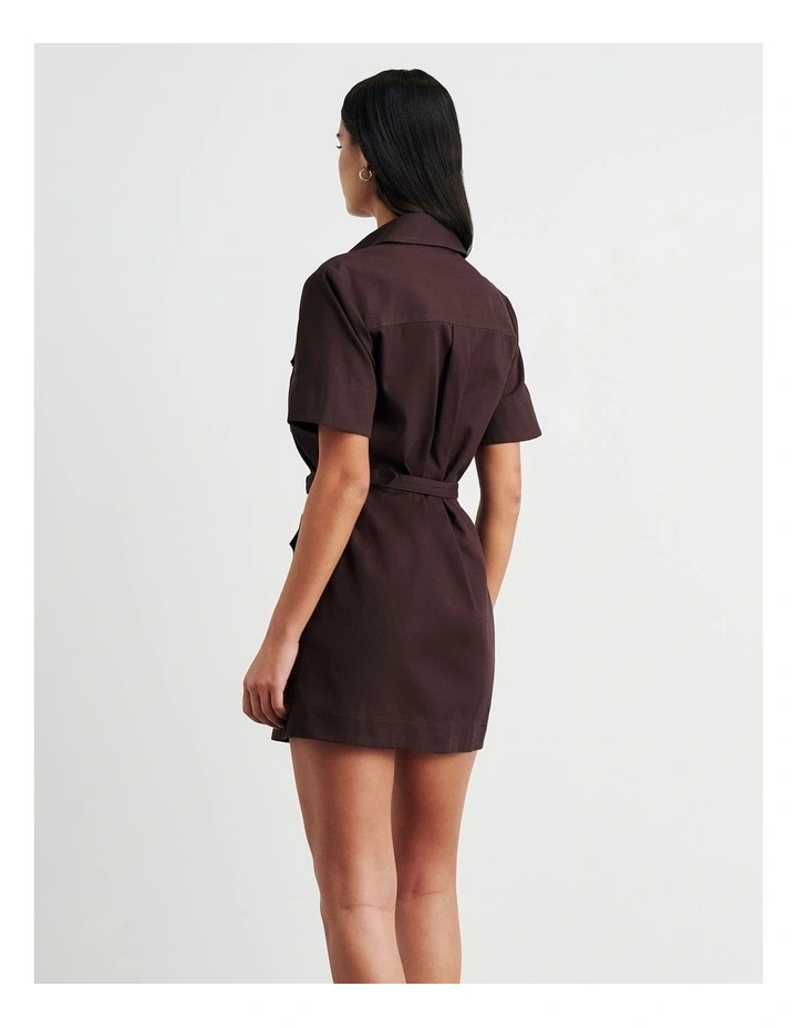 Canvas Utility Shirt Dress in Brown image 2