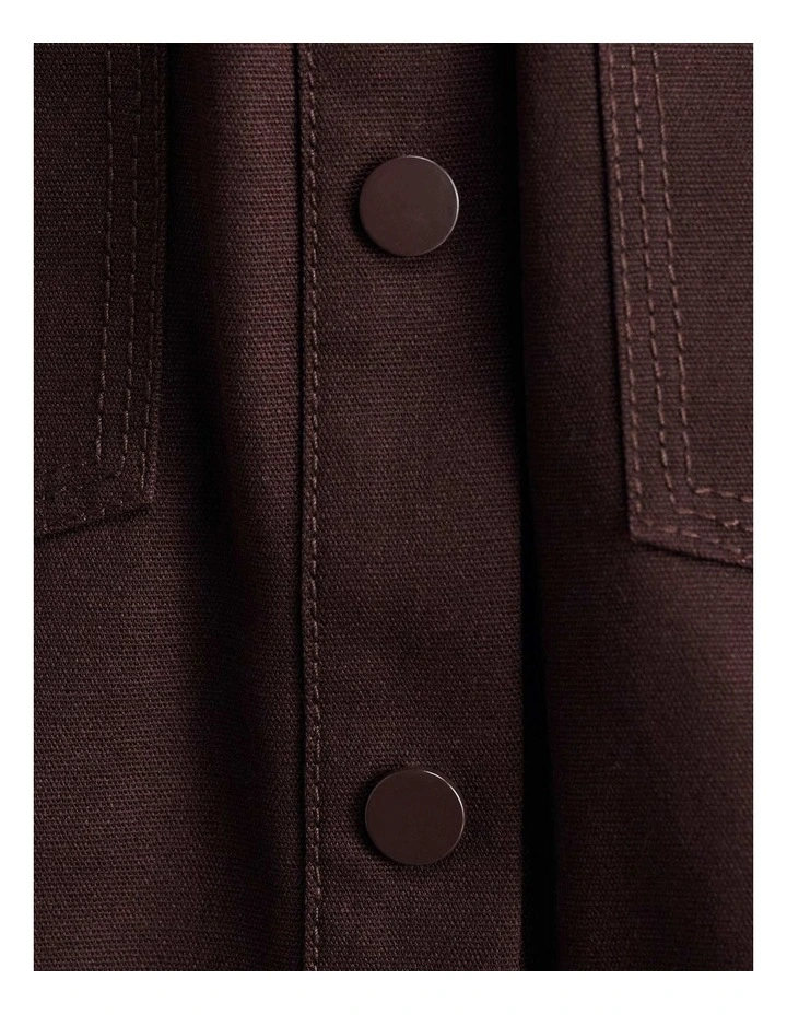 Canvas Utility Shirt Dress in Brown image 5