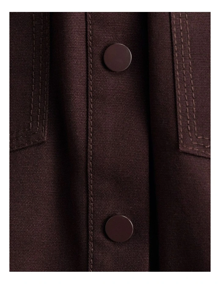 Canvas Utility Shirt Dress in Brown image 7