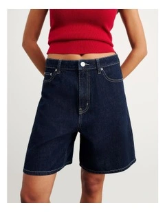 Cora Mid Rise Denim Jort in Raw Wash