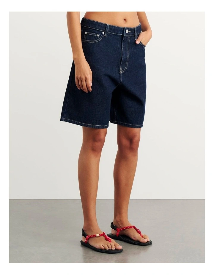 Cora Mid Rise Denim Jort in Raw Wash image 3