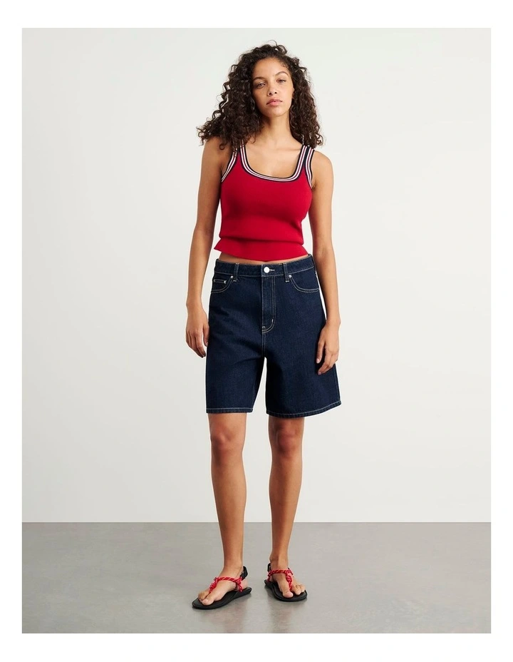 Cora Mid Rise Denim Jort in Raw Wash image 4