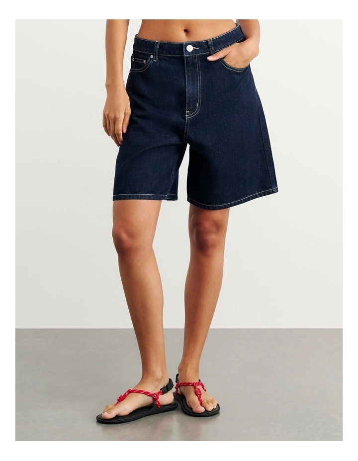 Cora Mid Rise Denim Jort in Raw Wash image 5