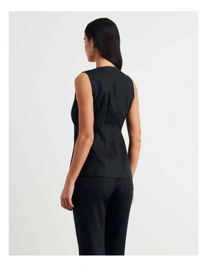 Kayla Linen Vest in Black image 5