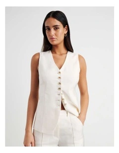 Kayla Linen Vest in White