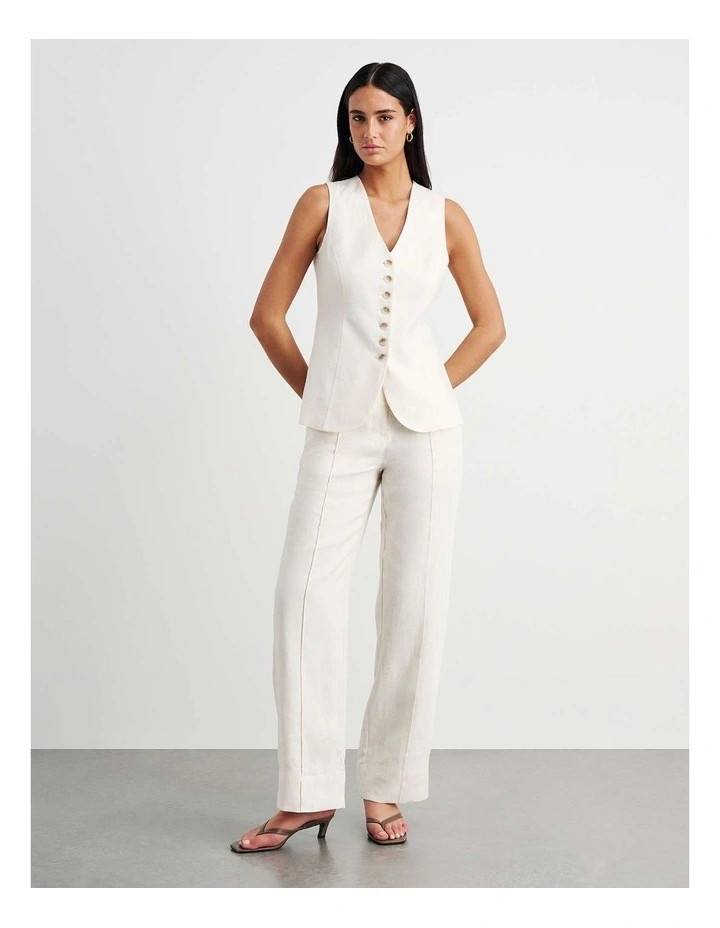 Kayla Linen Vest in White image 2