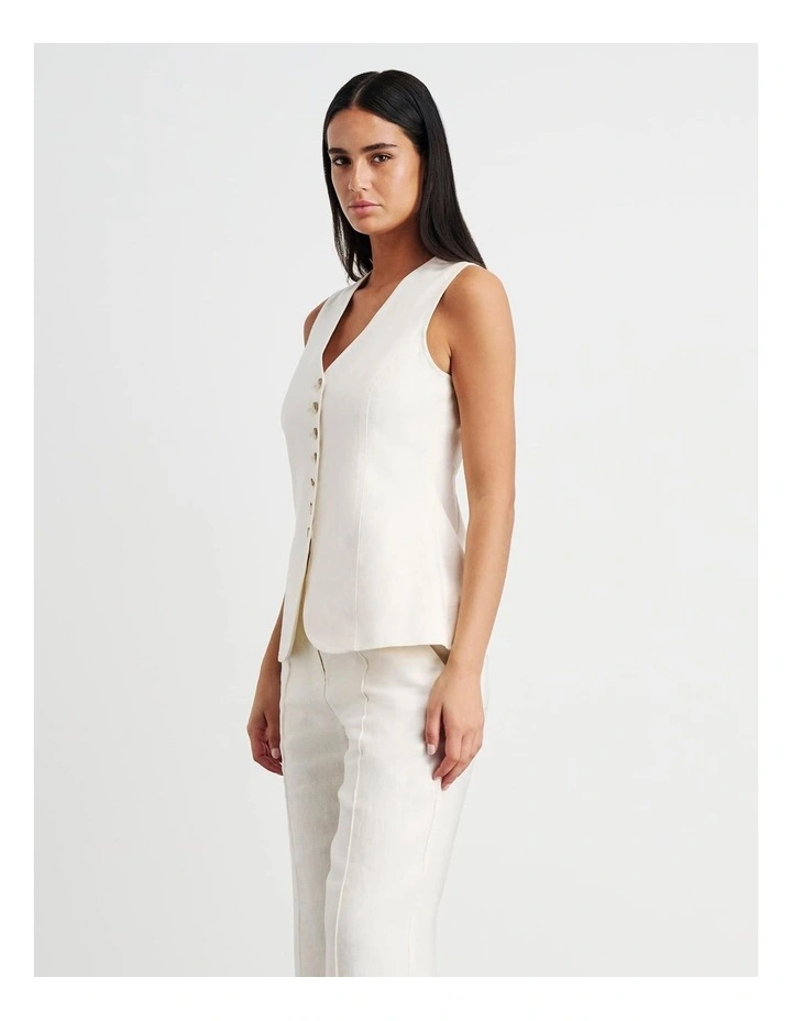 Kayla Linen Vest in White image 5