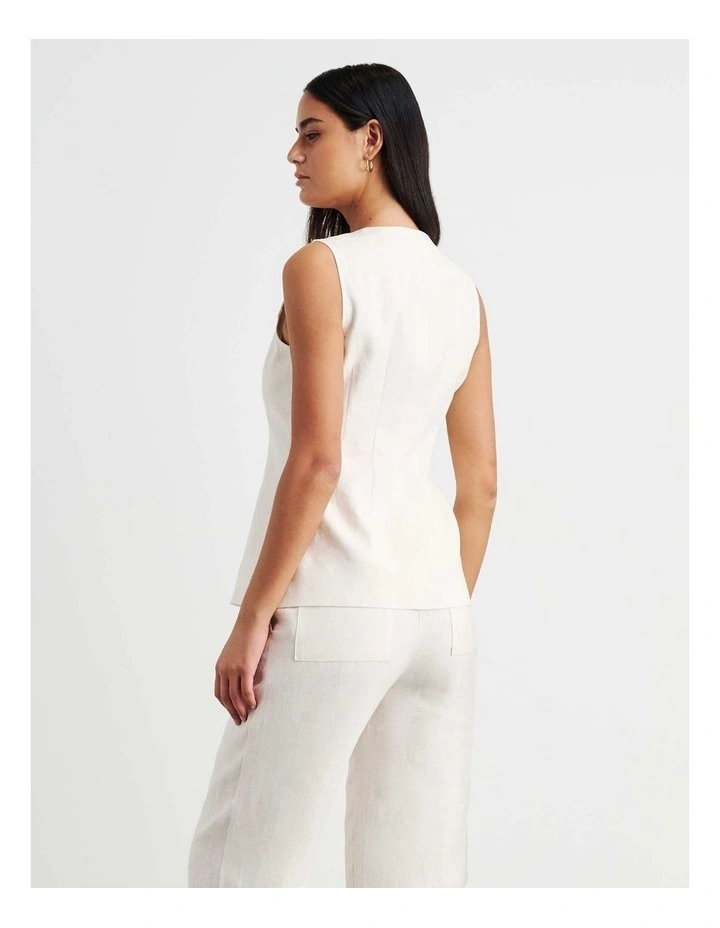 Kayla Linen Vest in White image 6