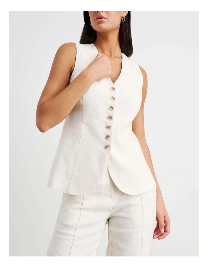 Kayla Linen Vest in White image 7