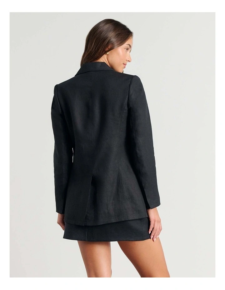 Kayla Linen Blazer in Black image 4