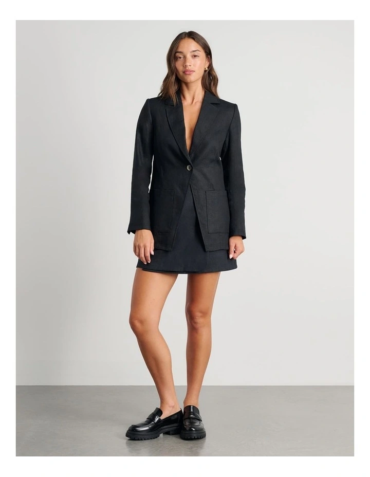 Kayla Linen Blazer in Black image 5