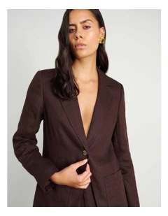 Kayla Linen Blazer in Dark Chocolate