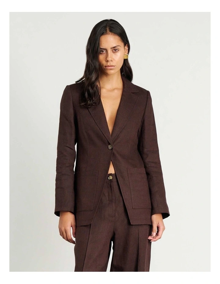Kayla Linen Blazer in Dark Chocolate image 2