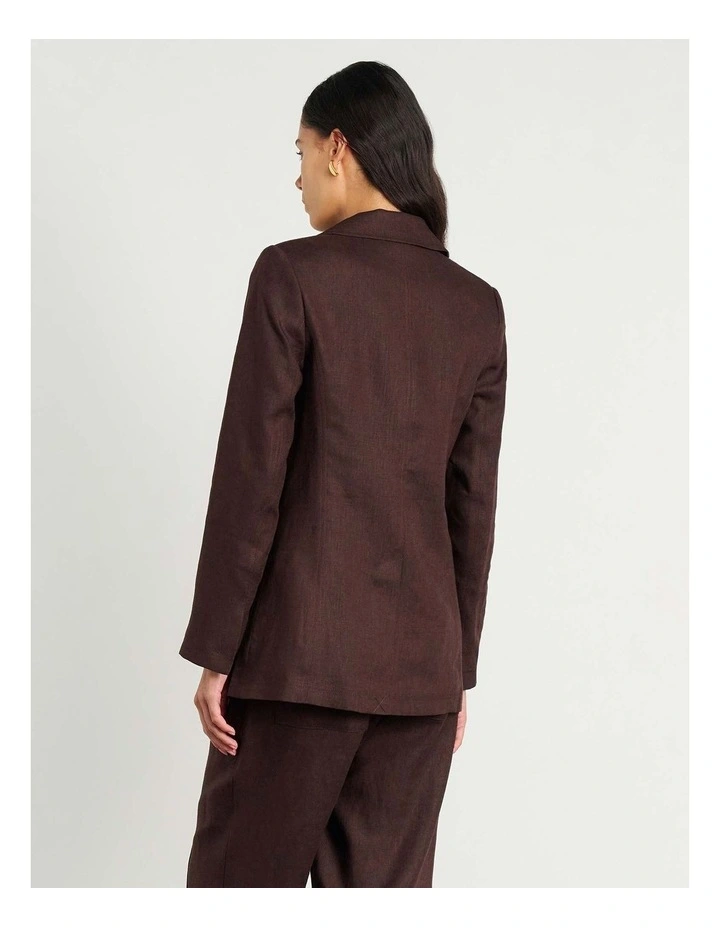 Kayla Linen Blazer in Dark Chocolate image 4