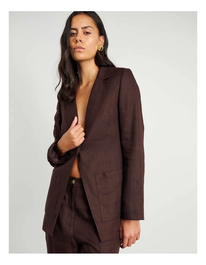 Kayla Linen Blazer in Dark Chocolate image 5