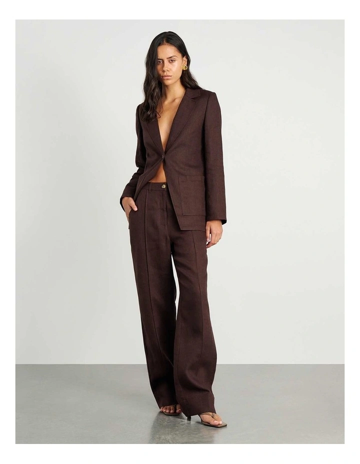 Kayla Linen Blazer in Dark Chocolate image 6