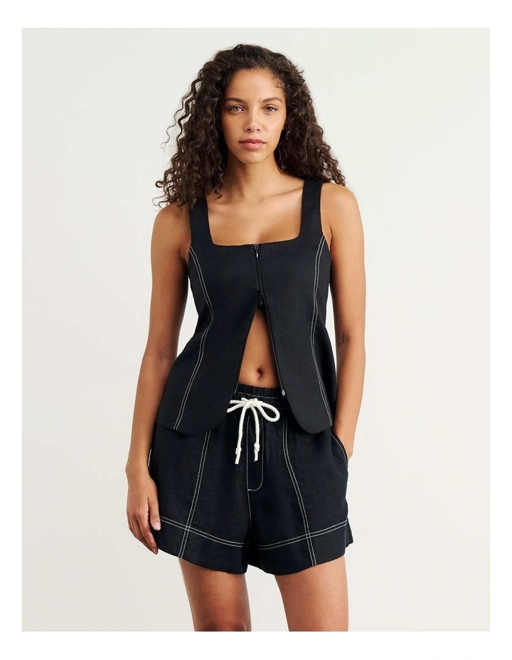 Sabine Linen Square Neck Bodice in Black image 2