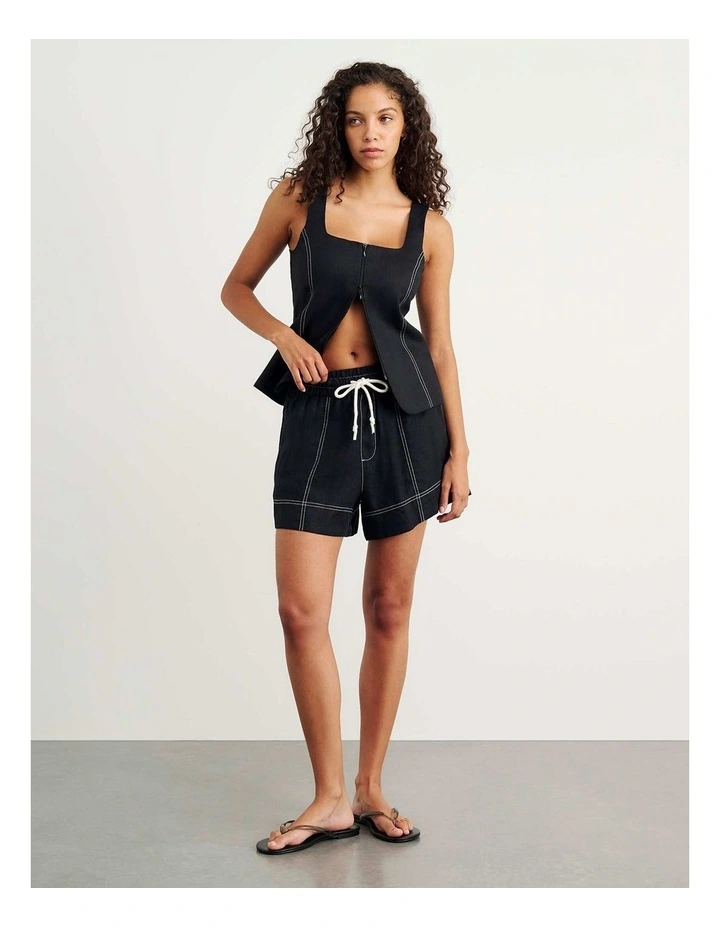 Sabine Linen Square Neck Bodice in Black image 4