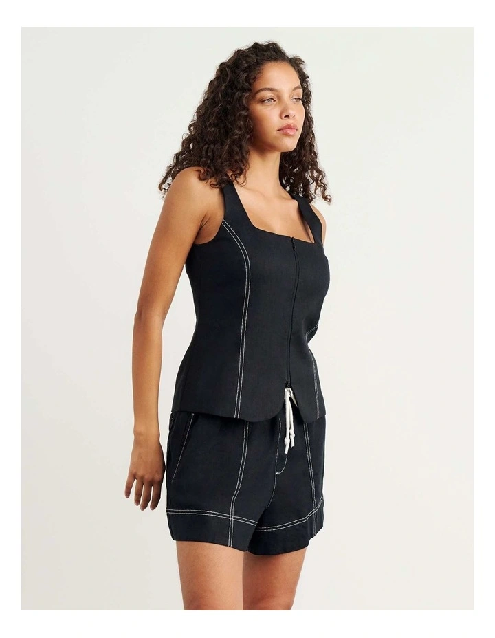 Sabine Linen Square Neck Bodice in Black image 5