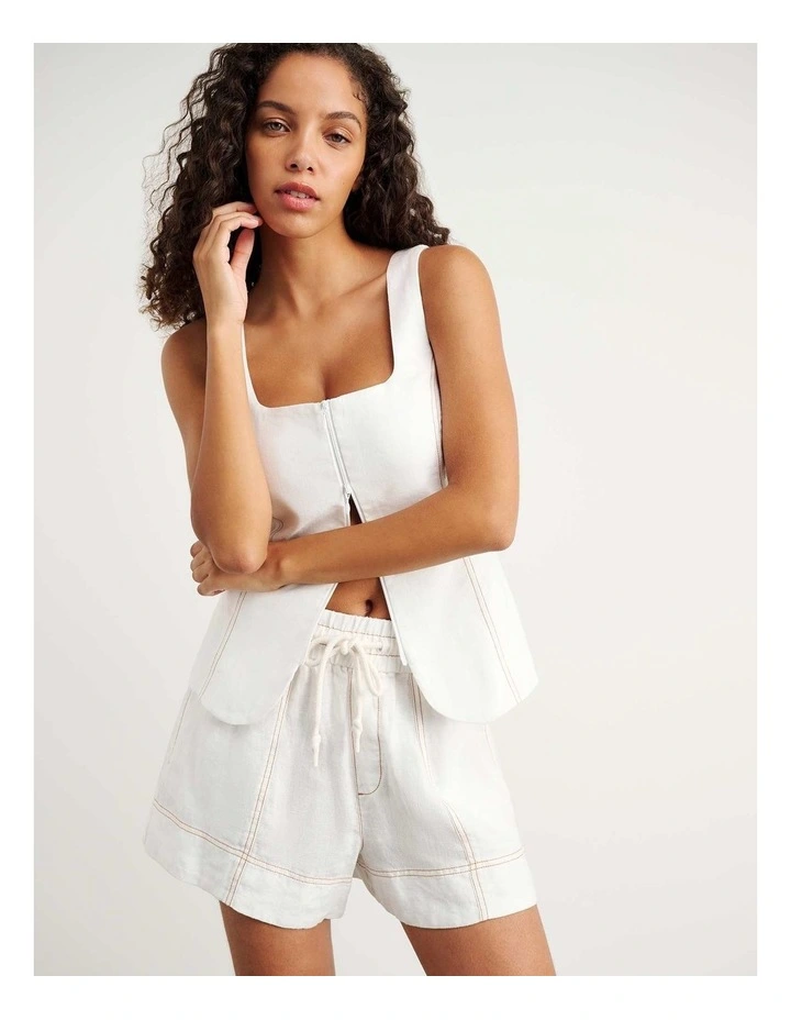 Sabine Linen Square Neck Bodice in White image 1