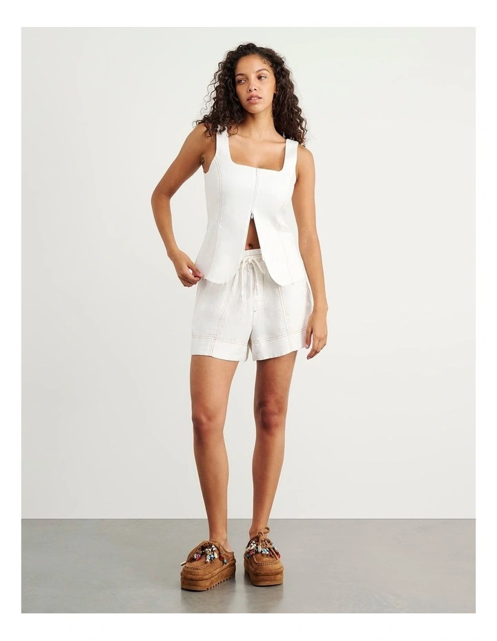 Sabine Linen Square Neck Bodice in White image 2