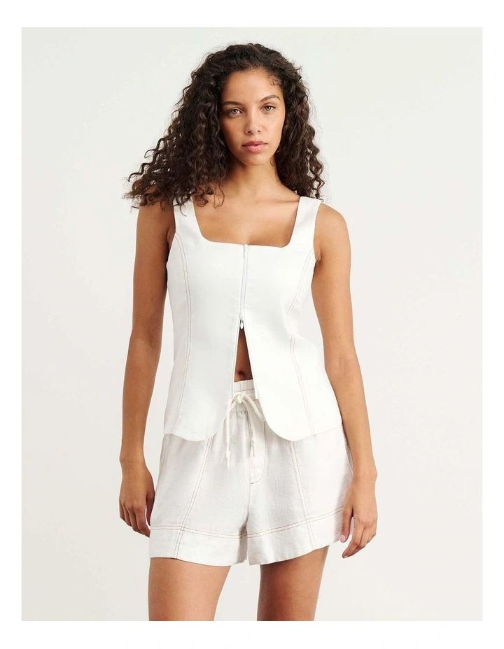 Sabine Linen Square Neck Bodice in White image 3