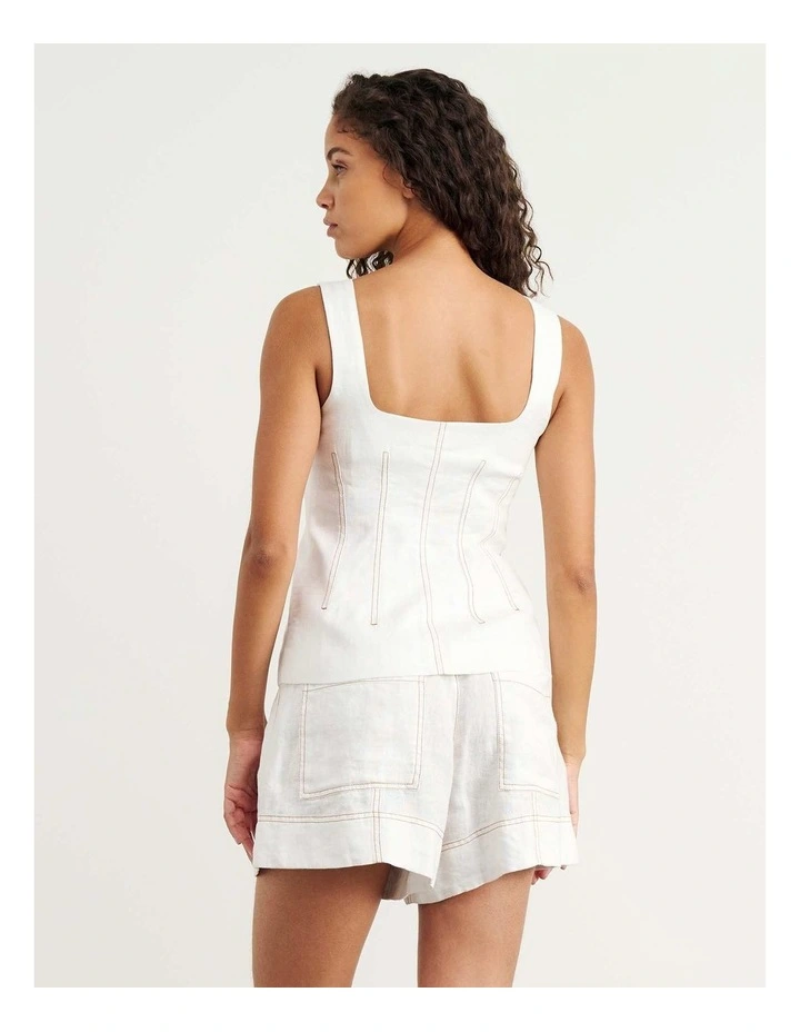 Sabine Linen Square Neck Bodice in White image 4